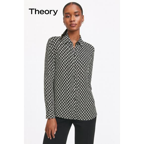 Damaged Theory Black & Tan Chevron Button Down Blouse Medium - Picture 1 of 10